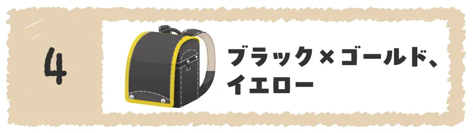 4位ブラック×ゴールド、イエロー