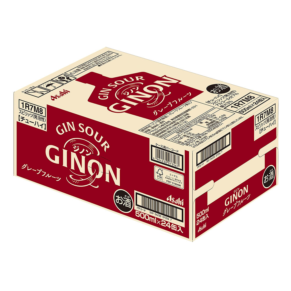 【ケース販売】アサヒ GINON グレープフルーツ 500ml×24缶