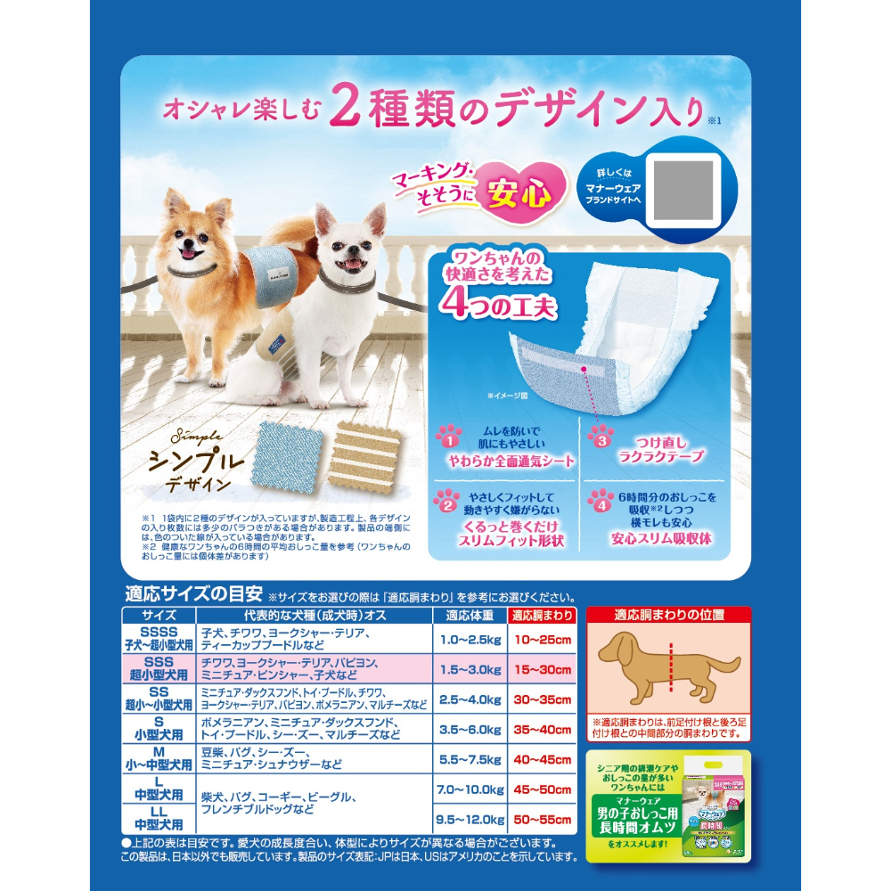 マナーウェア 男の子用 SSS モカストライプ・ライトブルージーンズ52枚