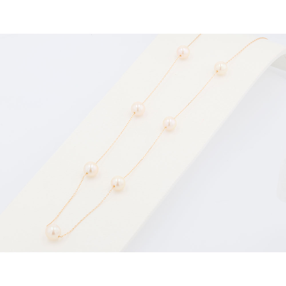 K18YG 本真珠ステーションネックレス