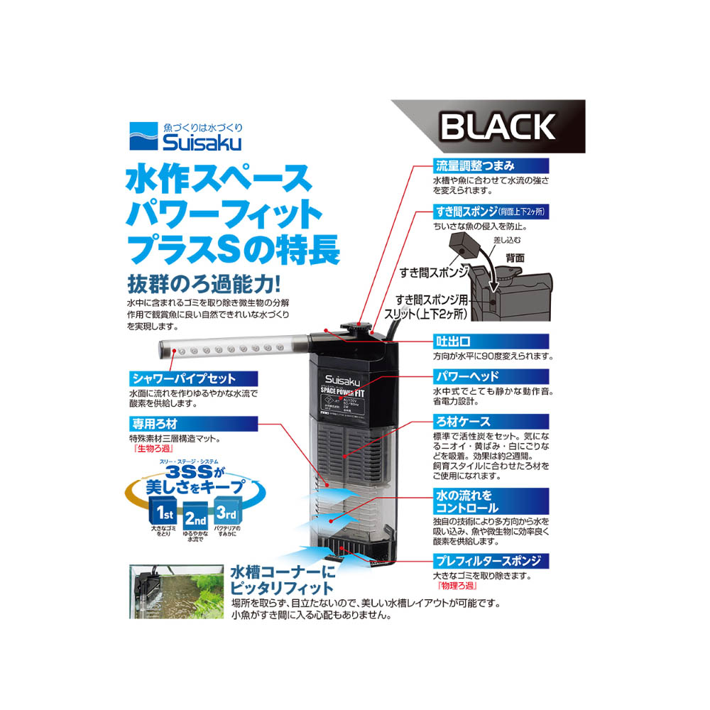 水作スペースパワー フィットプラスS ブラック