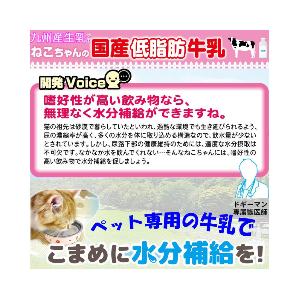 キャティーマン ねこちゃんの国産低脂肪牛乳200ML