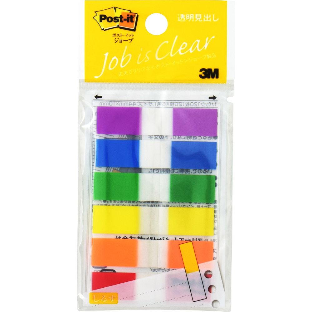 3M　ポストイット　透明見出し　44×10mm　6色×20枚　683MH