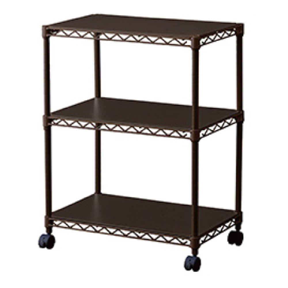 【送料込み】アイリス　カラーメタルラック　ウッドボード付き＜ブラウン＞　CMM-55073B