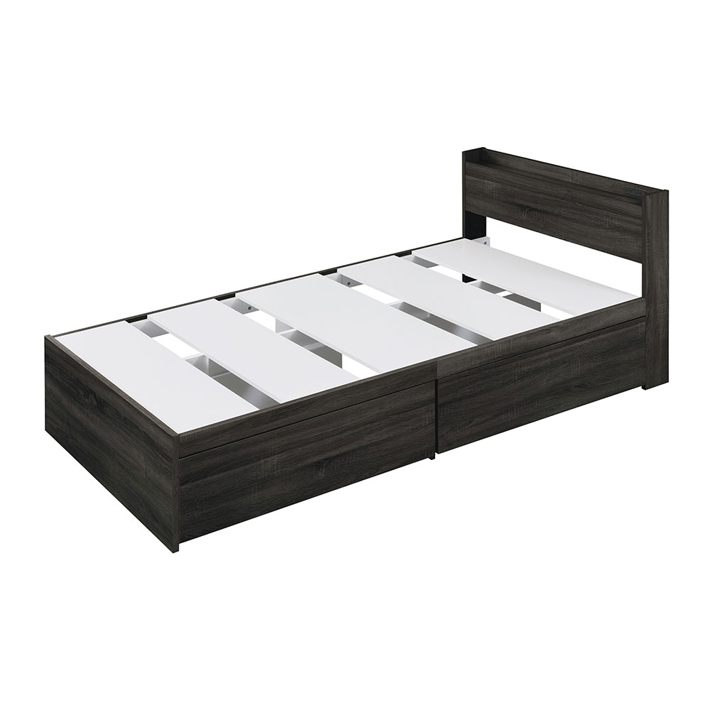 【送料込み】アイリス　大容量収納ベッド宮付き＜ブラック＞　DSBM-S