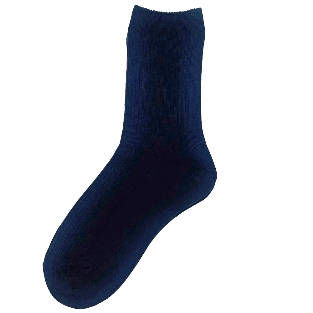 学校へ行こう　無地ジャスト丈　２足組　ネイビー