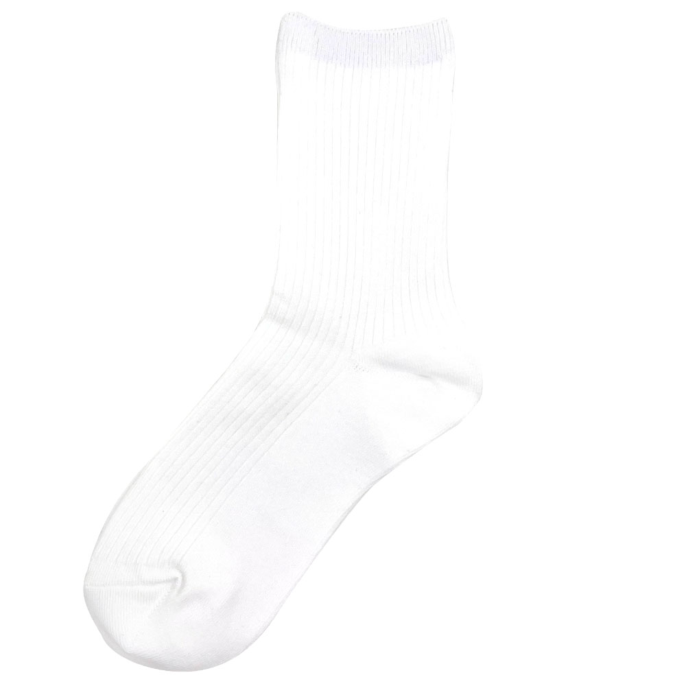 学校へ行こう　無地ジャスト丈　２足組　シロ