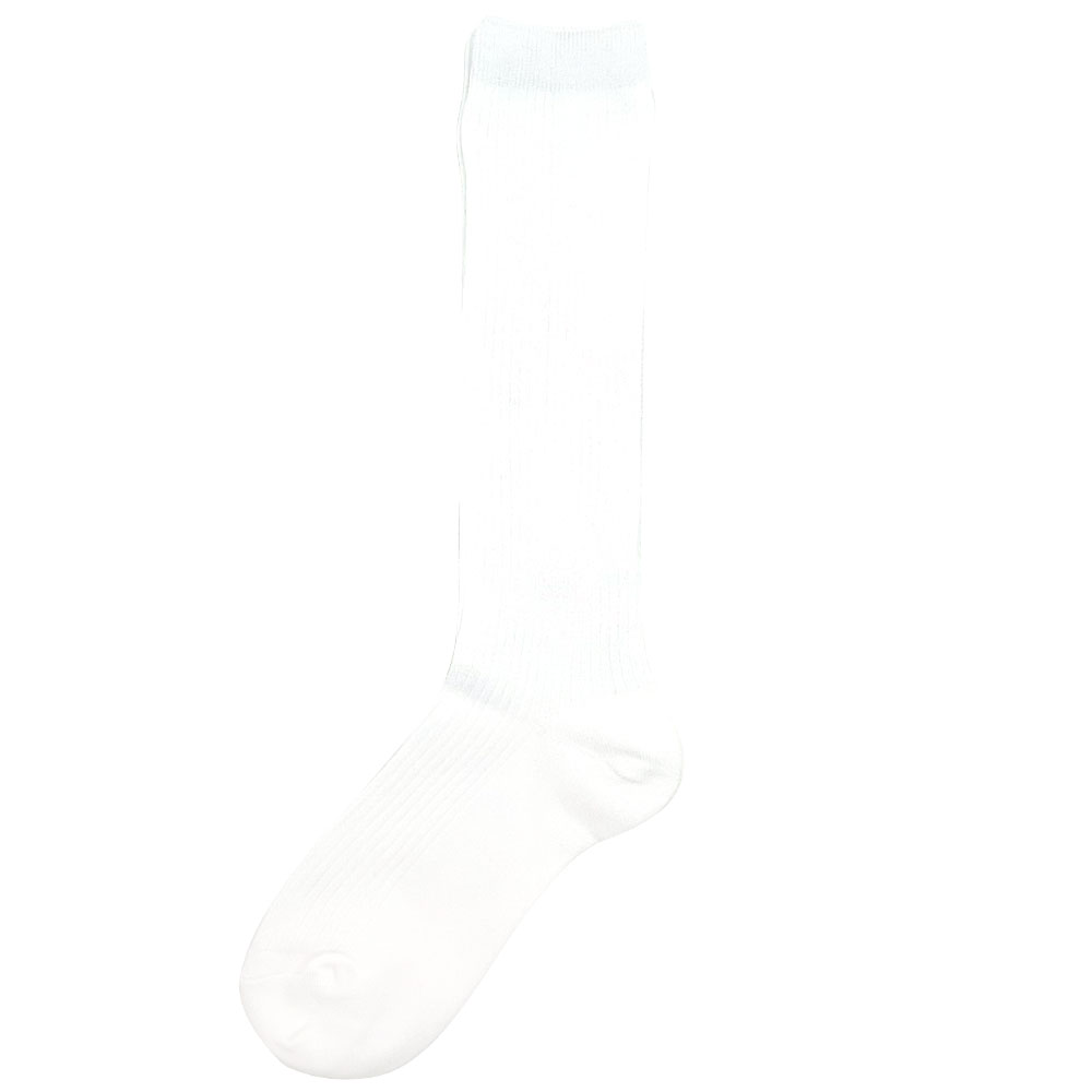 学校へ行こう　無地リブハイソックス　２足組　シロ