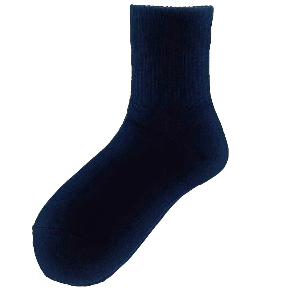 学校へ行こう　無地ショートソックス　２足組　ネイビー