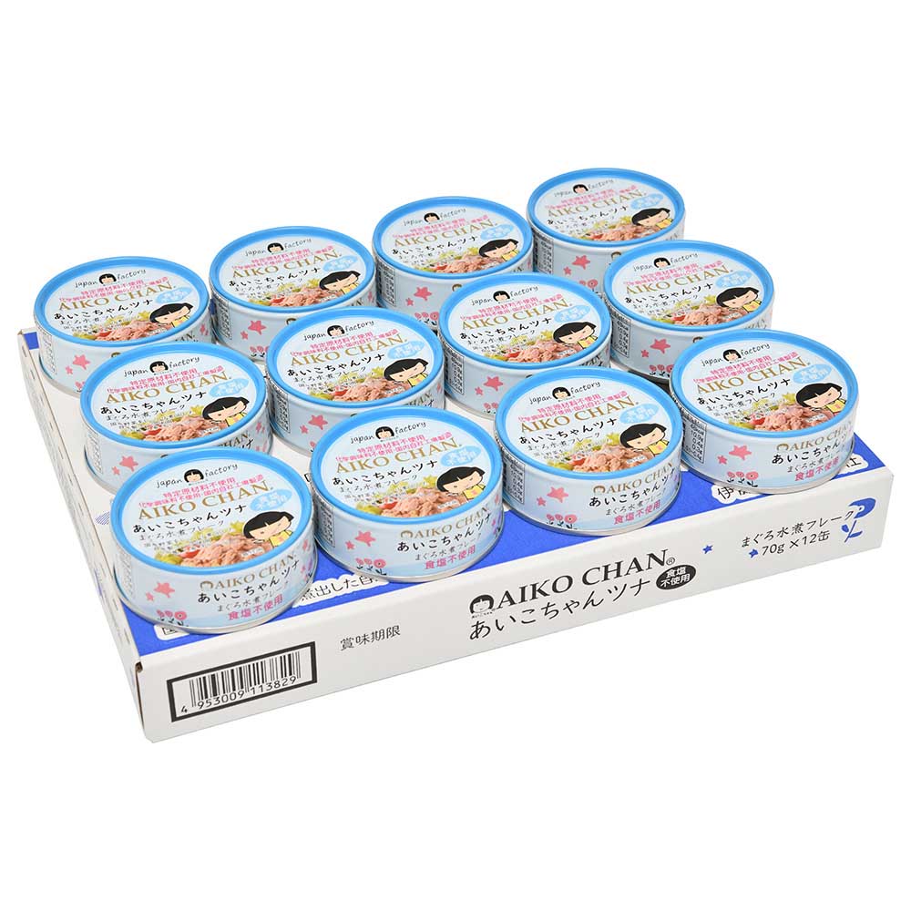【ケース販売】伊藤食品 あいこちゃんツナ水煮フレーク食塩不使用 70g×12缶