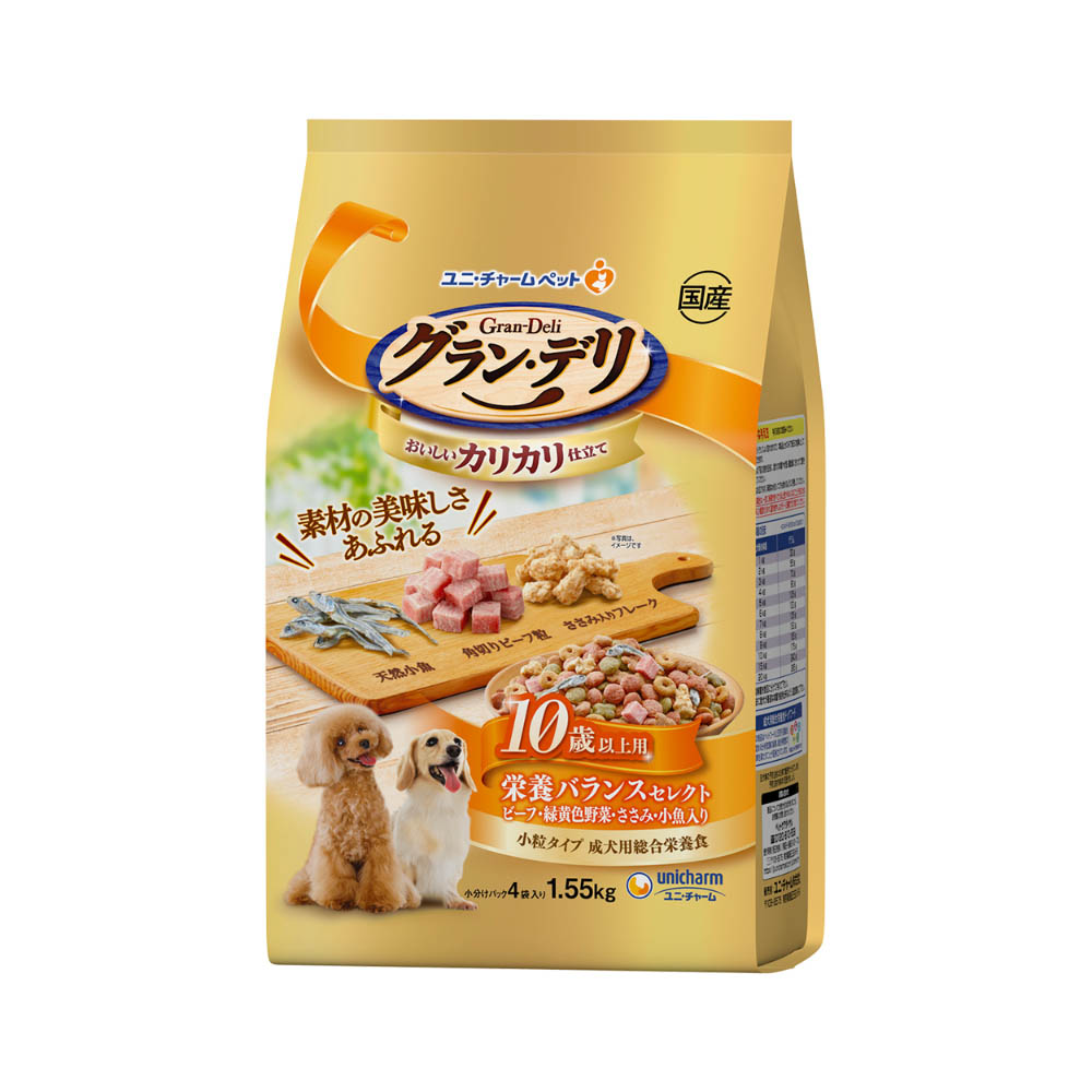 グラン・デリ　カリカリ仕立て　10歳以上用栄養バランスセレクトビーフ･緑黄色野菜･ささみ･小魚入り1.55kg