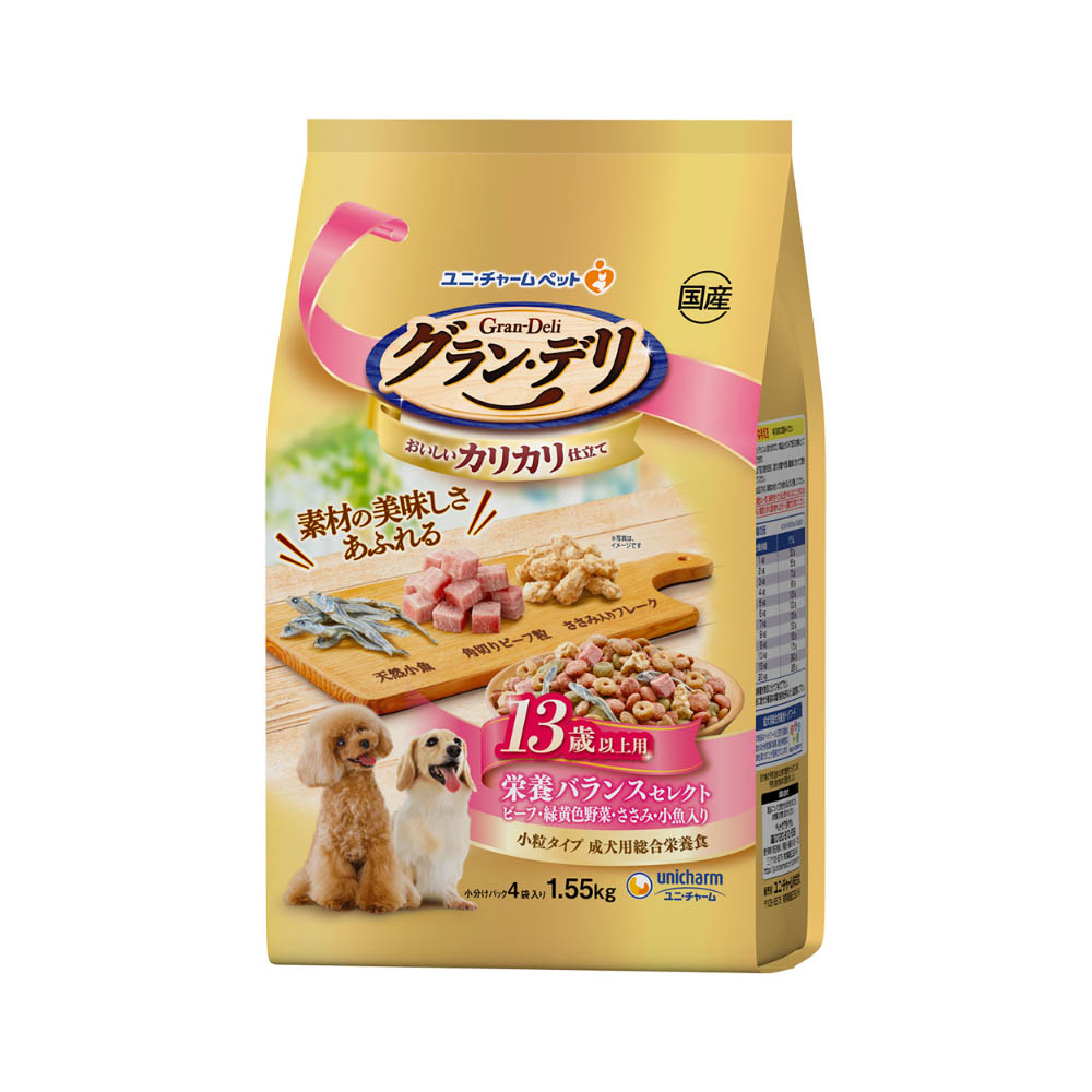 グラン・デリ　カリカリ仕立て　13歳以上用栄養バランスセレクトビーフ･緑黄色野菜･ささみ･小魚入り1.55kg
