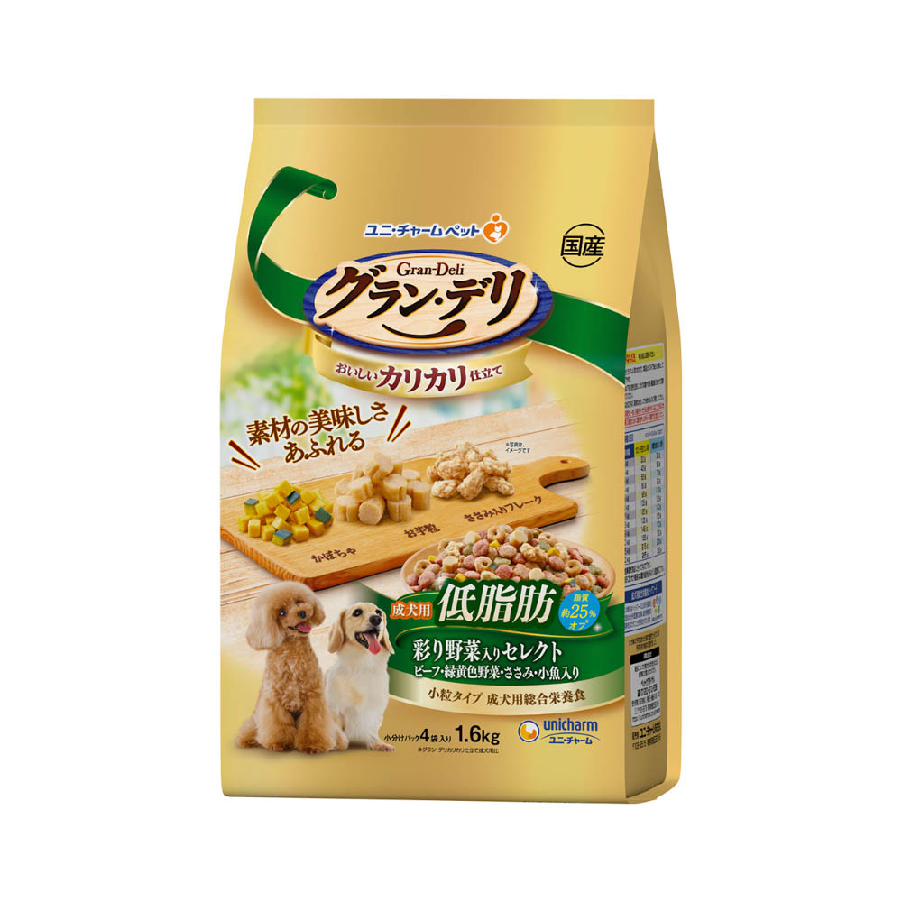 グラン・デリ　カリカリ仕立て　成犬用低脂肪彩野菜入りセレクト-脂肪分約25%カット1.6kg