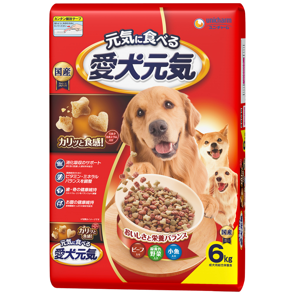 愛犬元気　ビーフ・緑黄色野菜・小魚入り６ｋｇ