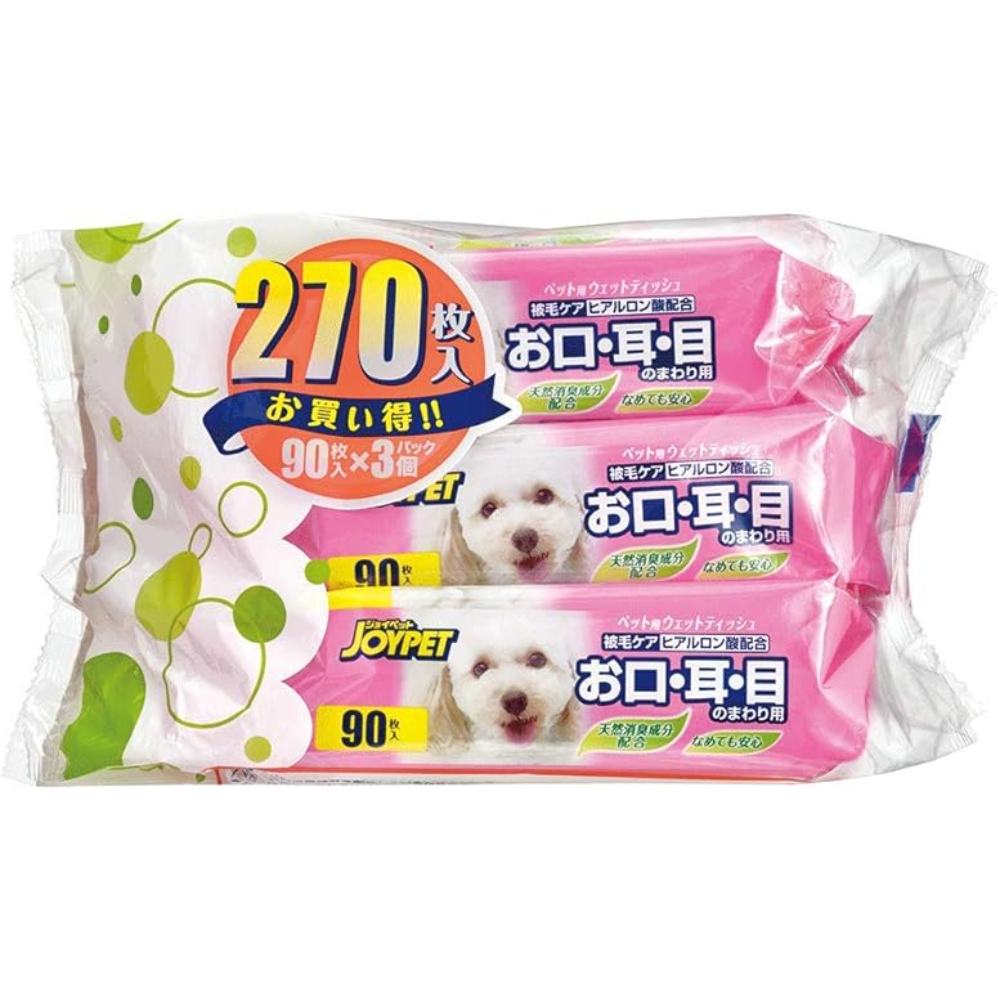 ジョイペット　ウエットティッシュαお口・耳・目のまわり３個パック　９０枚×３Ｐ