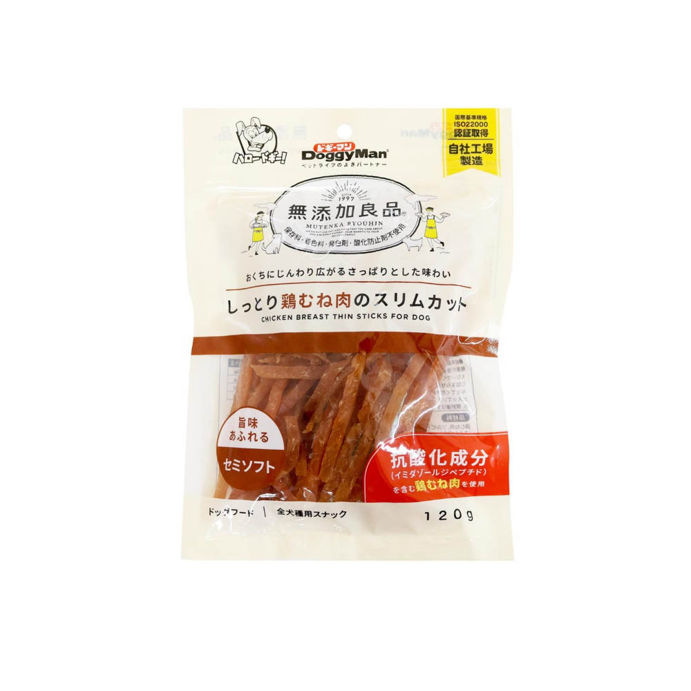 ドギーマン　無添加良品しっとり鶏むね肉のスリムカット120g