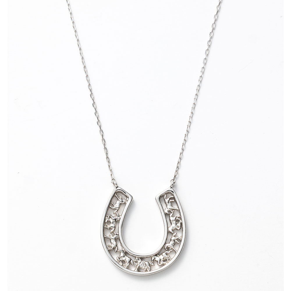 PT950/850 ダイヤ 馬九行久(うまくいく)ネックレス 0.004ct