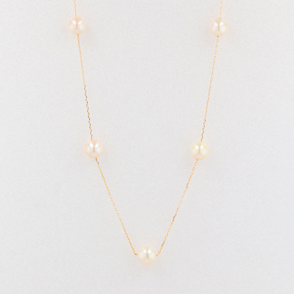 K18YG 本真珠ステーションネックレス