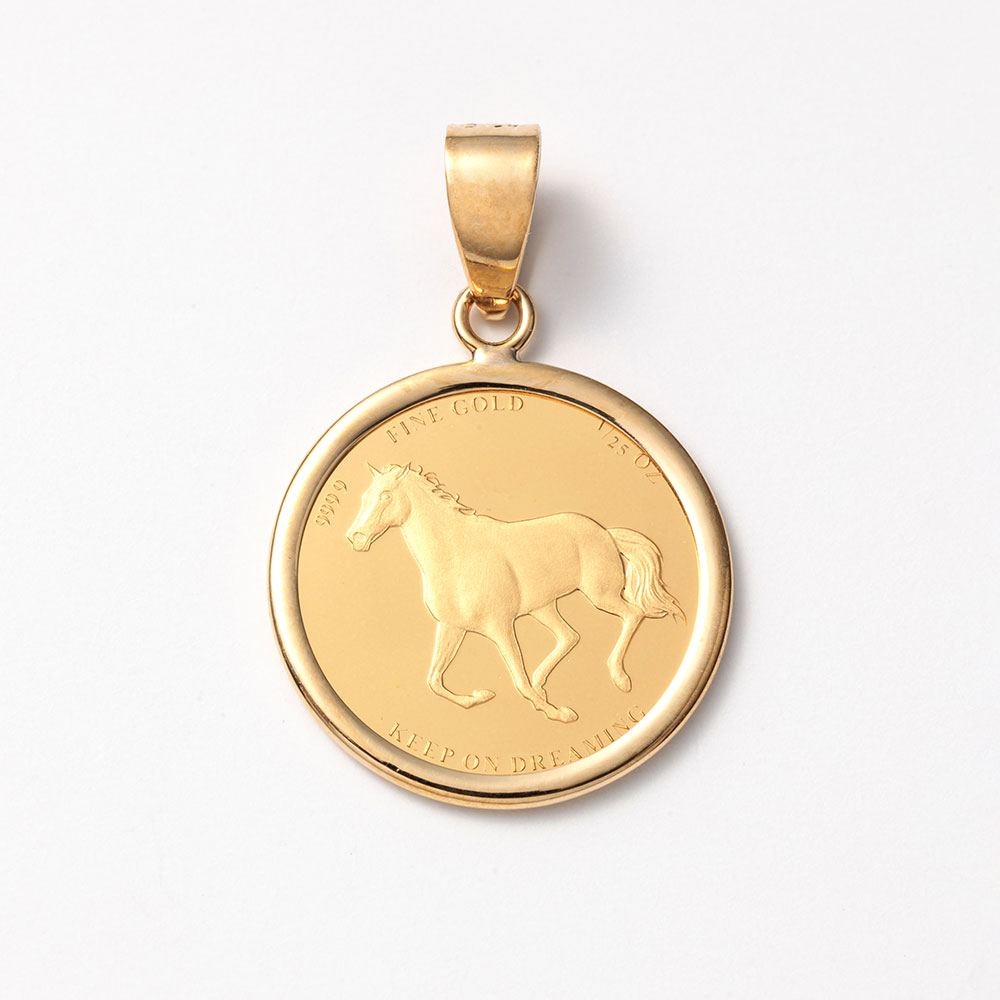 24金コイン/18金枠 ホース1/25オンス コイントップ