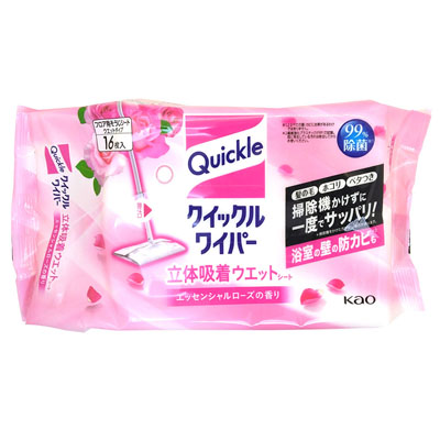 花王　クイックルワイパー　立体吸着　ウエットシート エッセンシャルローズの香り 　 16枚入