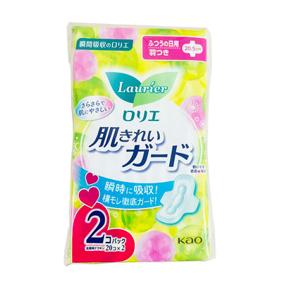花王　ロリエ　肌きれいガード　昼用　20.5cm　羽つき　20個入×2パック