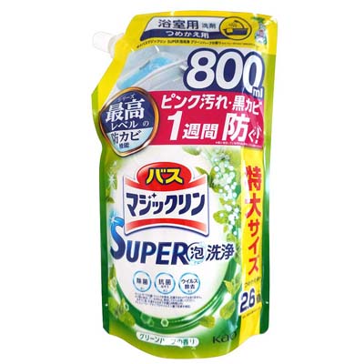 花王　バスマジックリン　SUPER泡洗浄　グリーンハーブの香り　つめかえ用特大サイズ　800ml