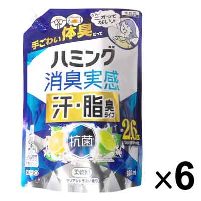 花王　ハミング消臭実感　汗・脂臭タイプ　クリアシトラスの香り　つめかえ用　930ml×6個