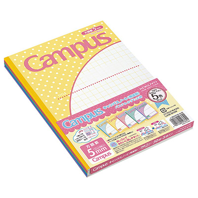 コクヨ　キャンパスノート　用途別セミB5　5mm　方眼罫　みずたま5色セット　ノ-30VS10-5X5コクヨ