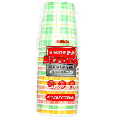 サンナップ　ストロングカップ　チェック　250ml×15個入