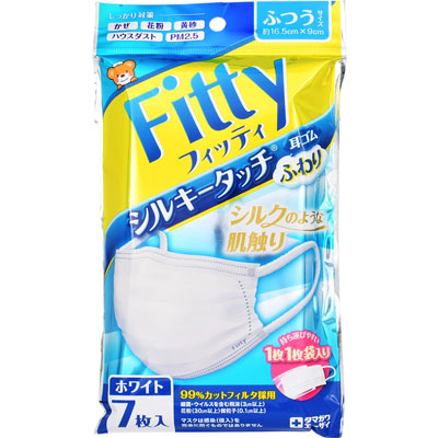 フィッティ　シルキータッチ耳ゴムふわりホワイトふつう　７枚入