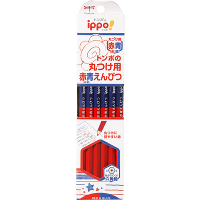 トンボ鉛筆　丸つけ用赤青えんぴつ（朱藍）　1ダース　CV-KIVP