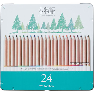 トンボ鉛筆　色鉛筆　S木物語缶入　24色