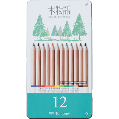 トンボ鉛筆　色鉛筆　S木物語缶入　12色