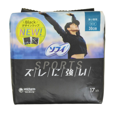 ユニ・チャーム　ソフィ　SPORTS　30cm　羽つき　17個入