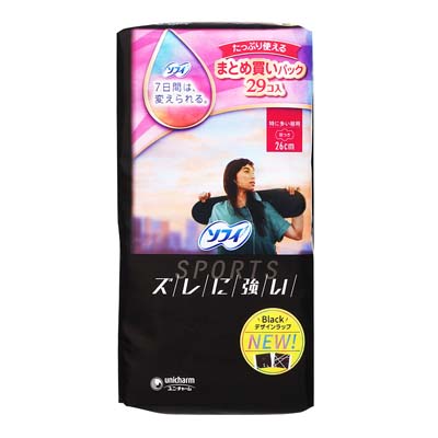 ユニ・チャーム　ソフィ　SPORTS　26cm　羽つき　29個入