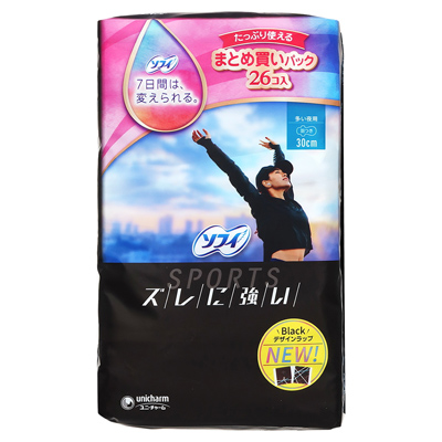 ユニ・チャーム　ソフィ　SPORTS　多い夜用　30cm　羽つき　26個入