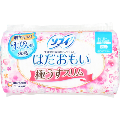 ユニ・チャーム　ソフィ　はだおもい　極うすスリム　多い昼～ふつうの日用　21cm　 羽なし　27個入