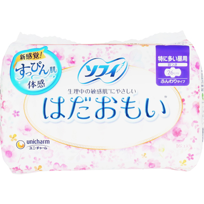 ユニ・チャーム　ソフィ　はだおもい　特に多い昼用　長時間用　26cm　羽つき　16個入