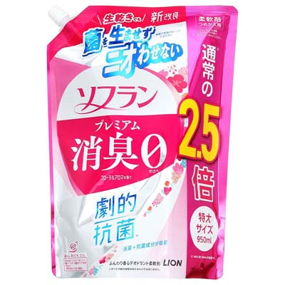 ライオン　ソフラン　プレミアム消臭　フローラルアロマの香り　つめかえ用特大　950ml