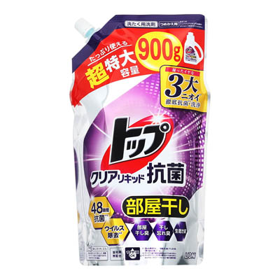 ライオン　トップ　クリアリキッド抗菌　部屋干し　つめかえ用　900g