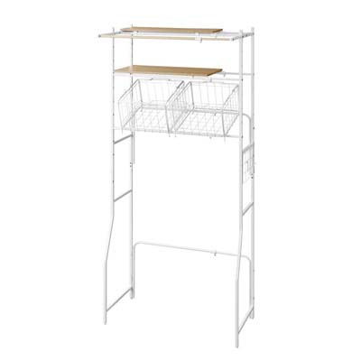 【送料込み】アイリス　バスケット付き伸縮スタイルランドリーラック＜ホワイト＞　BSSL-860R