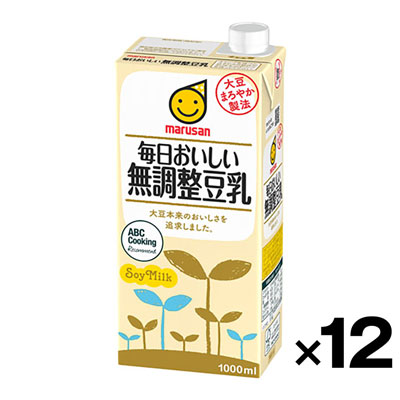 【ケース販売】毎日おいしい無調整豆乳　1000ml×12本