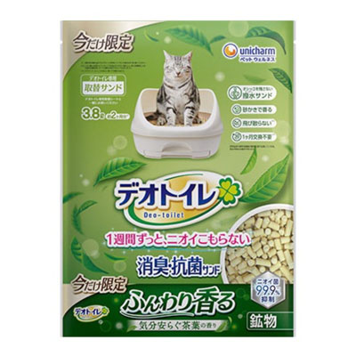 デオトイレ　ふんわり香る消臭・抗菌サンド気分安らぐ茶葉の香り3.8L