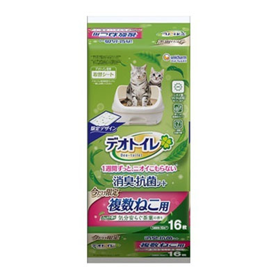 デオトイレ　複数ねこ用ふんわり香る消臭・抗菌シート気分安らぐ茶葉の香り16枚