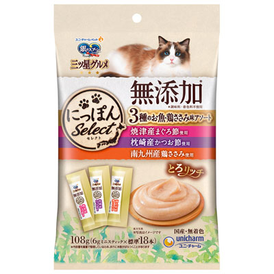 銀のスプーン　三ツ星グルメ　おやつにっぽんSeLect無添加とろリッチ3種の魚･ささみ味アソート108g