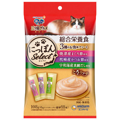 銀のスプーン　三ツ星グルメ　おやつにっぽんｓｅｌｅｃｔ総合栄養食とろリッチ３種のお魚味アソート１０８ｇ