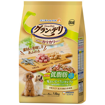 グラン・デリ　カリカリ仕立て　成犬用低脂肪味わいビーフ入りセレクト-脂肪分約25%カット1.6kg