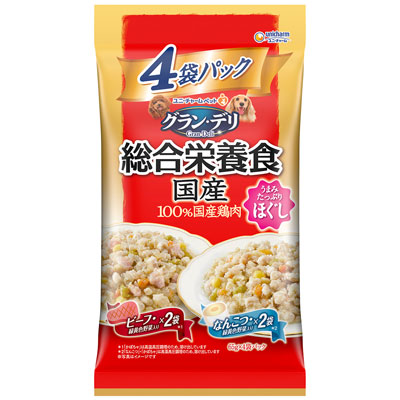 グラン・デリ　総合栄養食国産パウチほぐし成犬用なんこつ入り・ビーフ入り６５ｇ×４袋