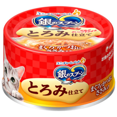 銀のスプーン缶　とろみ仕立てまぐろ・かつおにささみ入り７０ｇ
