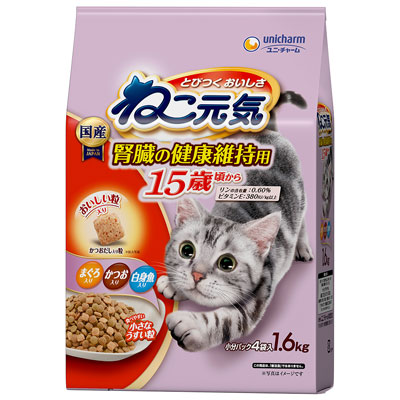 ねこ元気　腎臓の健康維持用１５歳頃からまぐろ・かつお・白身魚入り１．６ｋｇ